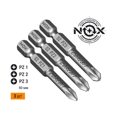 NOX Набор бит E6,3 Pz1,2,3-50, 3 шт карта 336007