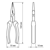 Длинногубцы (тонкогубцы/плоскогубцы) TDM ELECTRIC с пластиковыми рукоятками, углеродистая сталь, 160 мм, серия "Гранит" SQ1009-0201