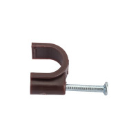 Крепеж для проводов (скоба) TDM ELECTRIC 10мм круглая пластиковая венге упаковка 50 штук SQ0514-0085