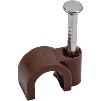 Крепеж для проводов (скоба) 6мм круглая пластиковая TDM ELECTRIC венге, 50 штук SQ0514-0081