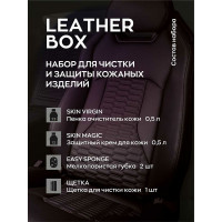 Набор автокосметики для ухода за кожей, набор автохимии для чистки и защиты кожаных изделий Smart Open LEATHER BOX 15LB