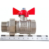 Шаровой кран для воды VALFEX OPTIMA американка 3/4" ВР/НР бабочка, никелированная латунь VF.227.NLB1.034.Bir