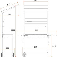 Мангал передвижной с крышей GRATAR МАН 304