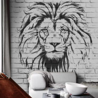 Бумажные бесшовные фотообои Verol Кирпичная стена и лев (площадь 3,1 кв.м; ширина 155 см; высота 200 см; плотность 115 г/м) 62-БФО_04737