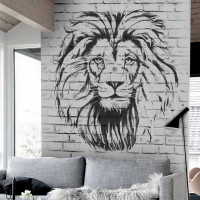 Бумажные бесшовные фотообои Verol Кирпичная стена и лев (площадь 3,1 кв.м; ширина 155 см; высота 200 см; плотность 115 г/м) 62-БФО_04737