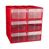 Пластиковый короб СТЕЛЛА-ТЕХНИК 140x250x100 мм, комплект 6 штук C-2-К6-красный-прозрачный