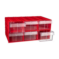 Пластиковый короб СТЕЛЛА-ТЕХНИК 140x250x100 мм, комплект 6 штук C-2-К6-красный-прозрачный