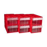 Пластиковый короб СТЕЛЛА-ТЕХНИК 140x250x100 мм, комплект 6 штук C-2-К6-красный-прозрачный
