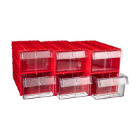 Пластиковый короб СТЕЛЛА-ТЕХНИК 140x250x100 мм, комплект 6 штук C-2-К6-красный-прозрачный