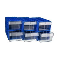 Пластиковый короб СТЕЛЛА-ТЕХНИК 140x250x100 мм, комплект 6 штук C-2-К6-синий-прозрачный