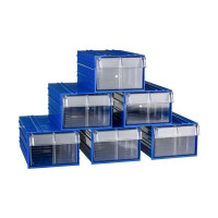 Пластиковый короб СТЕЛЛА-ТЕХНИК 140x250x100 мм, комплект 6 штук C-2-К6-синий-прозрачный