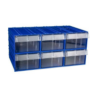 Пластиковый короб СТЕЛЛА-ТЕХНИК 140x250x100 мм, комплект 6 штук C-2-К6-синий-прозрачный