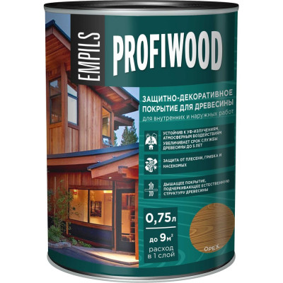 Защитно-декоративное покрытие для древесины PROFIWOOD (орех; 0.75 л; 0.7 кг) 72622