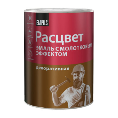 Эмаль с молотковым эффектом Расцвет алкидно-стирольная, черная, 0.8 кг 77618