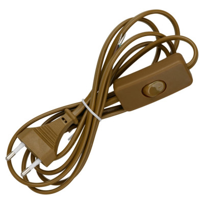 Шнур с выключателем и плоской вилкой TDM ELECTRIC ШУ01В ШВВП 2x0,75мм2 2м. бронза SQ1305-0003