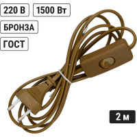 Шнур с выключателем и плоской вилкой TDM ELECTRIC ШУ01В ШВВП 2x0,75мм2 2м. бронза SQ1305-0003