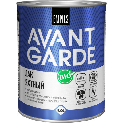 Яхтный лак Avantgarde высокой твердости, полуматовый, бесцветный, 0.75 л, 0.8 кг 77689