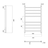 Водяной полотенцесушитель Domoterm Медея П8 400x800, xром