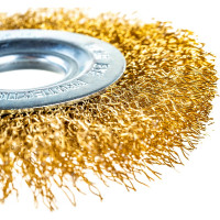 Щетка-крацовка дисковая (100х22.2 мм; латунированная стальная проволока) РемоКолор 45-2-110