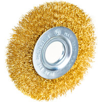 Щетка-крацовка дисковая (100х22.2 мм; латунированная стальная проволока) РемоКолор 45-2-110