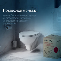 Подвесной унитаз с сиденьем микролифт AM.PM Gem FlashClean C901700SC