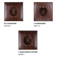 Розетка TDM ELECTRIC 2П+З 16А 250В с защитными шторками, венге Лама SQ1815-0411