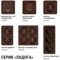 Розетка TDM ELECTRIC 4 х местная горизонтальная 2П+3 открытой установки IP20 16A с защитными шторками бук, серия "Ладога" SQ1801-0331