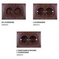 Розетка TDM ELECTRIC двойная 2П 10А 250В с защитными шторками венге "Лама" SQ1815-0412