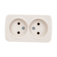 Розетка двойная TDM ELECTRIC слоновая кость 2П открытой установки IP20 10А, серия "Дача" Народная SQ1824-0022