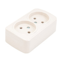 Розетка двойная TDM ELECTRIC слоновая кость 2П открытой установки IP20 10А, серия "Дача" Народная SQ1824-0022