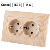 Двойная розетка TDM ELECTRIC 2П+З 16А 250В сосна Лама SQ1815-0325