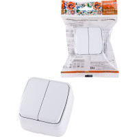 2-клавишный выключатель TDM ELECTRIC открытой установки IP20 10А, белый Дача Народная SQ1824-0002