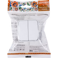 2-клавишный выключатель TDM ELECTRIC открытой установки IP20 10А, белый Дача Народная SQ1824-0002