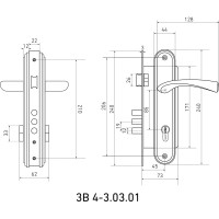 Врезной замок БУЛАТ ЗВ4-3.03.01 НОМОС (бронза; 5 перфоключей; с ручками) 13561