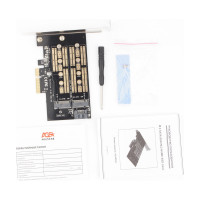 Адаптер AgeStar PCI-E для M.2 SATA SSD+M.2 NVME SSD Card, AS-MC02