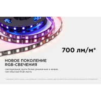 Комплект адресной ленты Apeyron 24В, 14,4Вт/м, smd5050, 60д/м, IP20, подложка 10мм(черная), 2м, RGB/ 10-92
