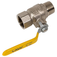 Шаровой кран MVI газовый, полнопроходной 3/4" внутренняя-наружная, ручка рычаг BV.812.05