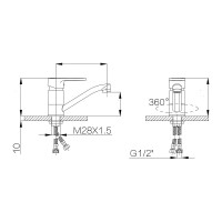 Смеситель для раковины MYNAH высота 113 мм, белый, поворотный излив, латунь M4918J