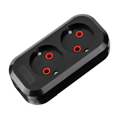 Розеточная колодка TDM ELECTRIC 2 гнезда 2П б/з 10А 250В черная серии Народная SQ1806-0422