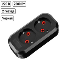 Розеточная колодка TDM ELECTRIC 2 гнезда 2П б/з 10А 250В черная серии Народная SQ1806-0422