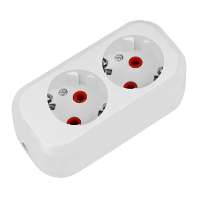 Розеточная колодка TDM ELECTRIC 2 гнезда 2П+З 16А 250В белая серии Народная SQ1806-0414