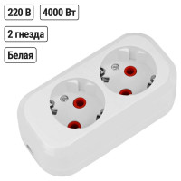 Розеточная колодка TDM ELECTRIC 2 гнезда 2П+З 16А 250В белая серии Народная SQ1806-0414