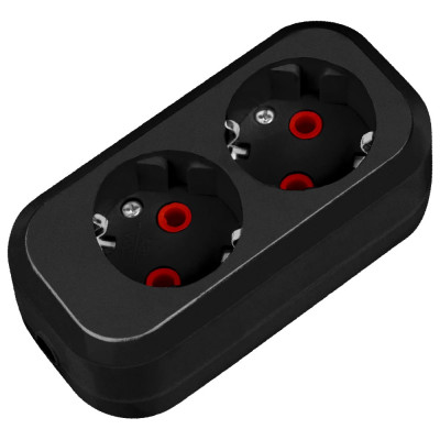 Розеточная колодка TDM ELECTRIC 2 гнезда 2П+З 16А 250В черная серии Народная SQ1806-0423