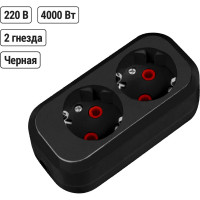 Розеточная колодка TDM ELECTRIC 2 гнезда 2П+З 16А 250В черная серии Народная SQ1806-0423