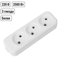 Розеточная колодка TDM ELECTRIC 3 гнезда 2П б/з 10А 250В белая серии Народная SQ1806-0416