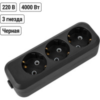 Розеточная колодка TDM ELECTRIC 3 гнезда 2П+3 16А 250В черная серии Народная SQ1806-0426