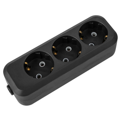 Розеточная колодка TDM ELECTRIC 3 гнезда 2П+3 16А 250В черная серии Народная SQ1806-0426