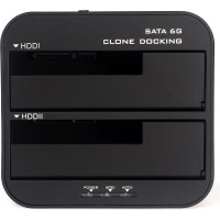 Докстанция AgeStar USB 3.0 2x2.5"/3.5" SATA HDD/SSD, пластик, черный, UASP, Clone, 3UBT6-6G (BLACK)