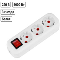 Розеточная колодка TDM ELECTRIC 3 гнезда 2П+3 с выключателем 16А 250В белая серии Народная SQ1806-0418