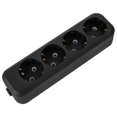 Розеточная колодка TDM ELECTRIC 4 гнезда 2П+3 16А 250В черная серии Народная SQ1806-0429